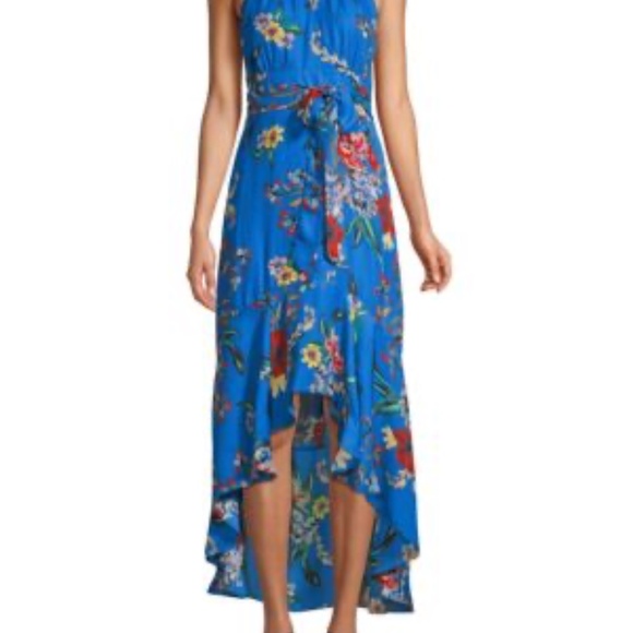Parker Davina Blue Sleeveless Halter High-Low Ruffle Dress NWT 4 Retail $398 - Picture 6 of 9